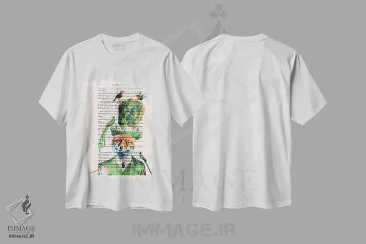 تیشرت سفید طرح دار روباه با پرندگان اثر کوکو د پاریس | فروشگاه ایماژ