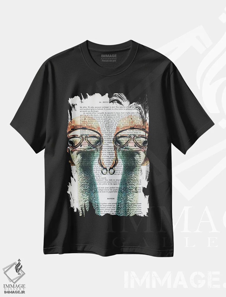 تیشرت مشکی طرح دار شترمرغ های خلبان وینتیج، تزئینی اثر کوکو د پاریس | فروشگاه ایماژ