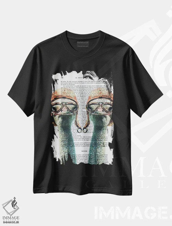 تیشرت مشکی طرح دار شترمرغ های خلبان وینتیج، تزئینی اثر کوکو د پاریس | فروشگاه ایماژ