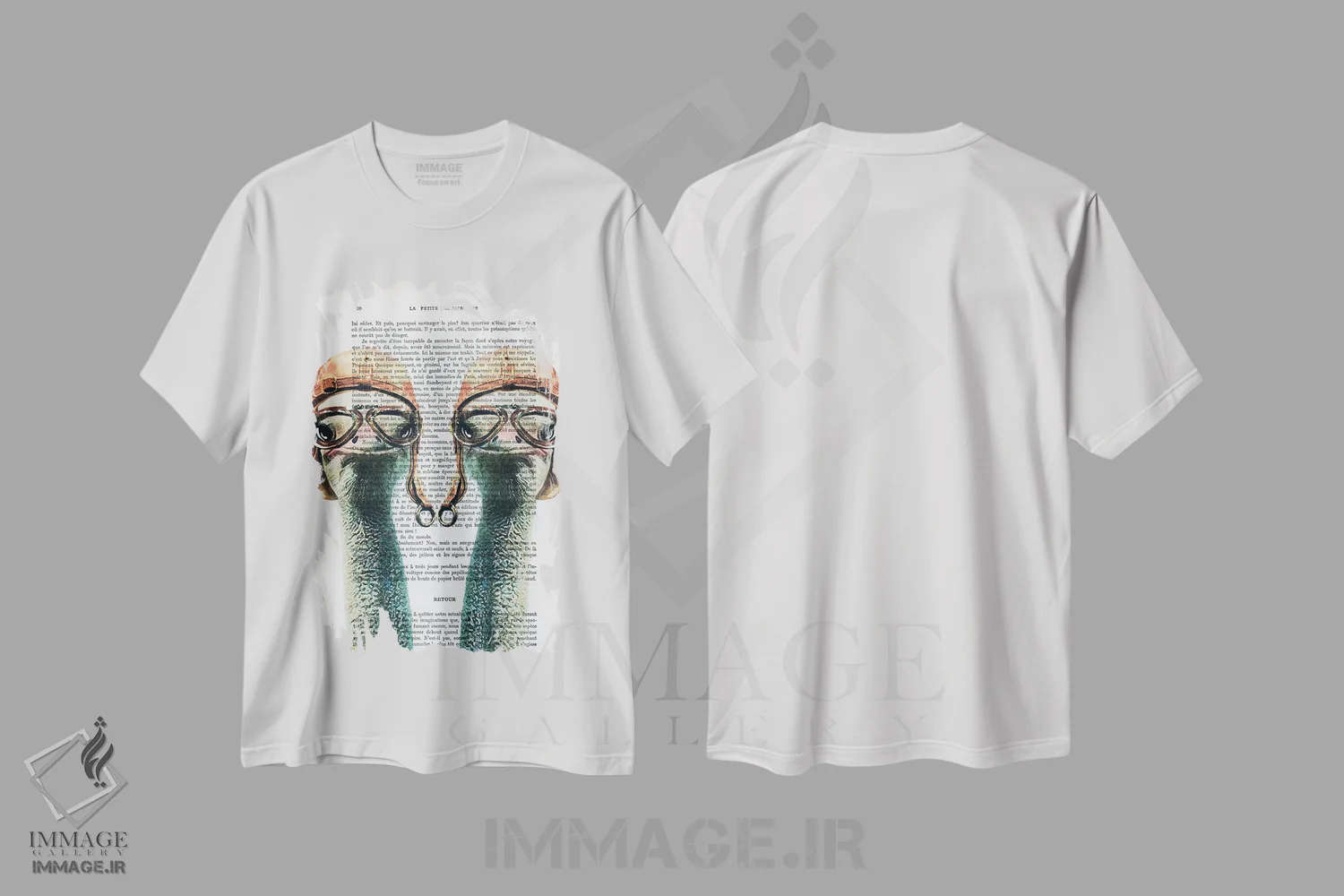 تیشرت سفید طرح دار شترمرغ های خلبان وینتیج، تزئینی اثر کوکو د پاریس | immage.ir