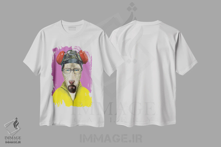 تیشرت سفید طرح دار بز با ظاهر والتر وایت، تزئینی اثر کوکو د پاریس | فروشگاه ایماژ