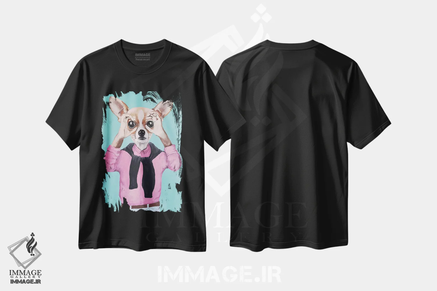 تیشرت مشکی طرح دار چی واوا دارد تو را نگاه می کند، تزئینی اثر کوکو د پاریس | immage.ir