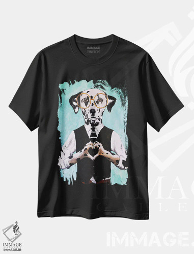 تیشرت مشکی طرح دار دالماتین با علامت قلب، تزئینی اثر کوکو د پاریس | فروشگاه ایماژ