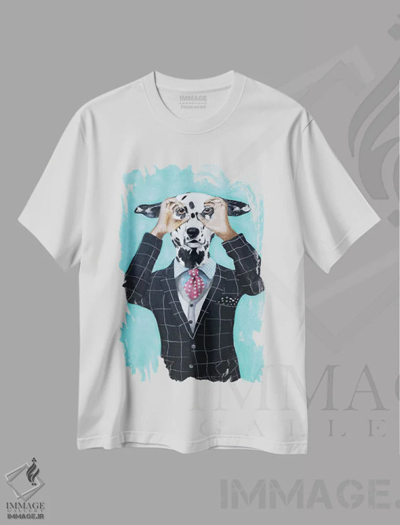 تیشرت سفید طرح دار دالماتین دارد تو را نگاه می کند، تزئینی اثر کوکو د پاریس | فروشگاه ایماژ