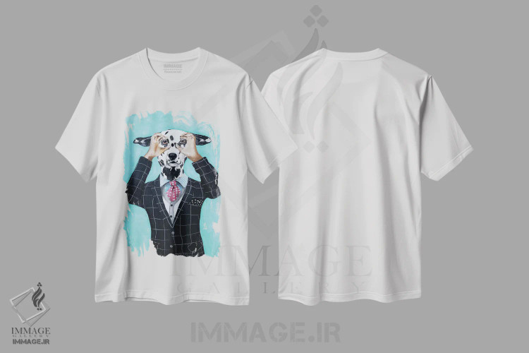 تیشرت سفید طرح دار دالماتین دارد تو را نگاه می کند، تزئینی اثر کوکو د پاریس | فروشگاه ایماژ