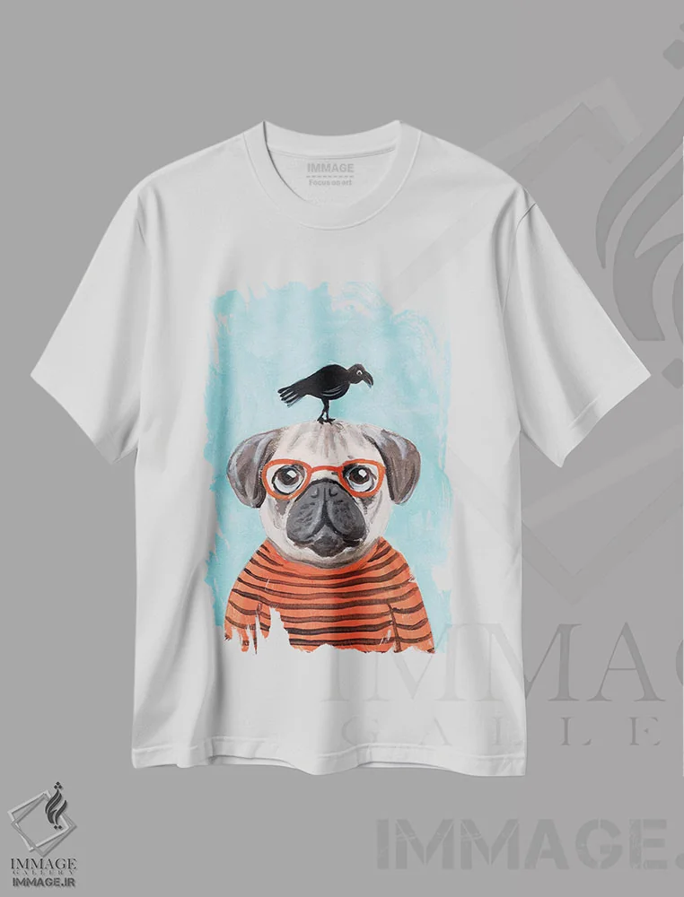 تیشرت سفید طرح دار پاگ با کلاغ، تزئینی اثر کوکو د پاریس | immage.ir