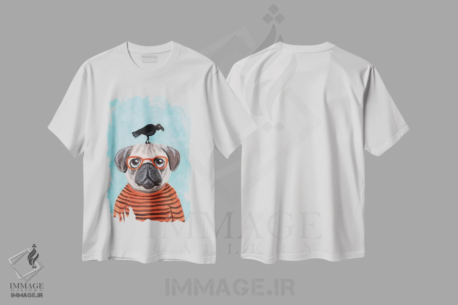 تیشرت سفید طرح دار پاگ با کلاغ، تزئینی اثر کوکو د پاریس | immage.ir