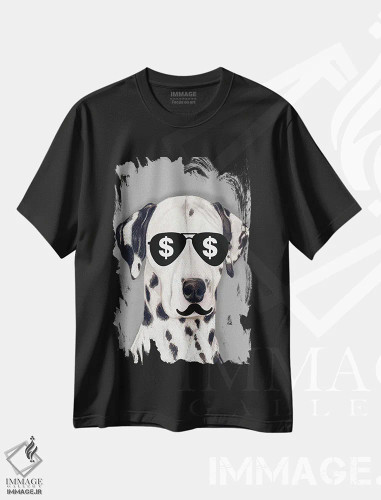 تیشرت مشکی طرح دار دالماتین دلارها، مدیوم اثر کوکو د پاریس | فروشگاه ایماژ