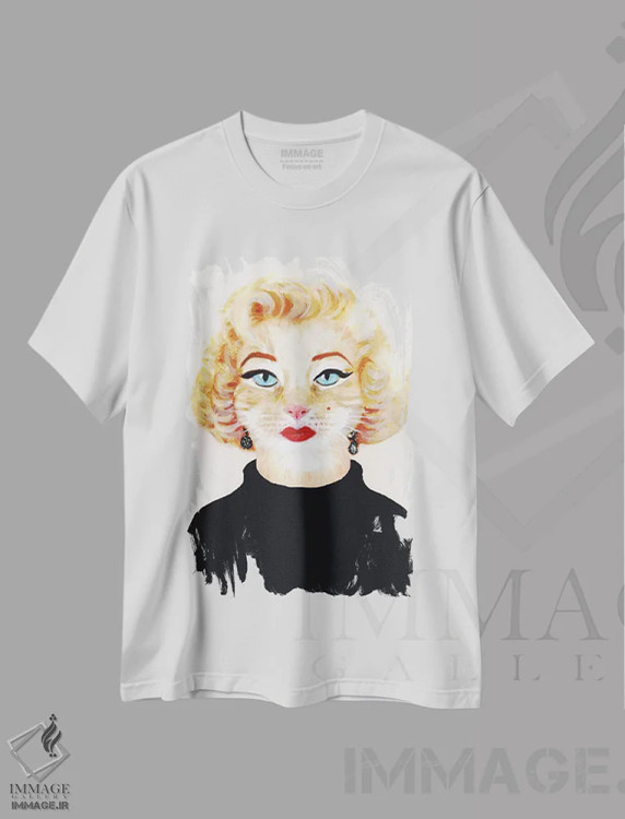 تیشرت سفید طرح دار گربه مریلین مونرو، مدیوم اثر کوکو د پاریس | فروشگاه ایماژ