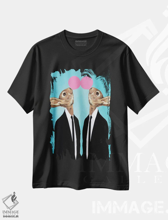 تیشرت مشکی طرح دار خرگوش ها با آدامس بادکنکی، مدیوم اثر کوکو د پاریس | immage.ir