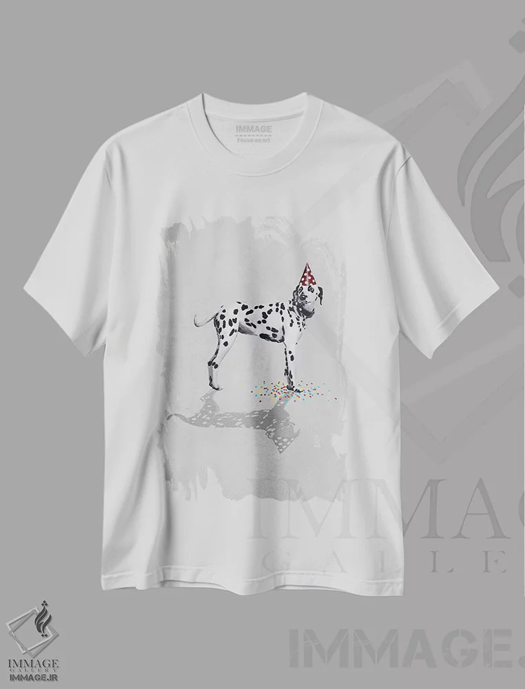 تیشرت سفید طرح دار مهمانی دالماتینی، مدیوم اثر کوکو د پاریس | immage.ir