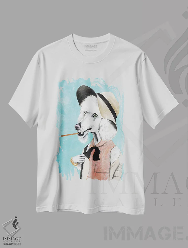 تیشرت سفید طرح دار پودل خوش پوش، مدیوم اثر کوکو د پاریس | immage.ir
