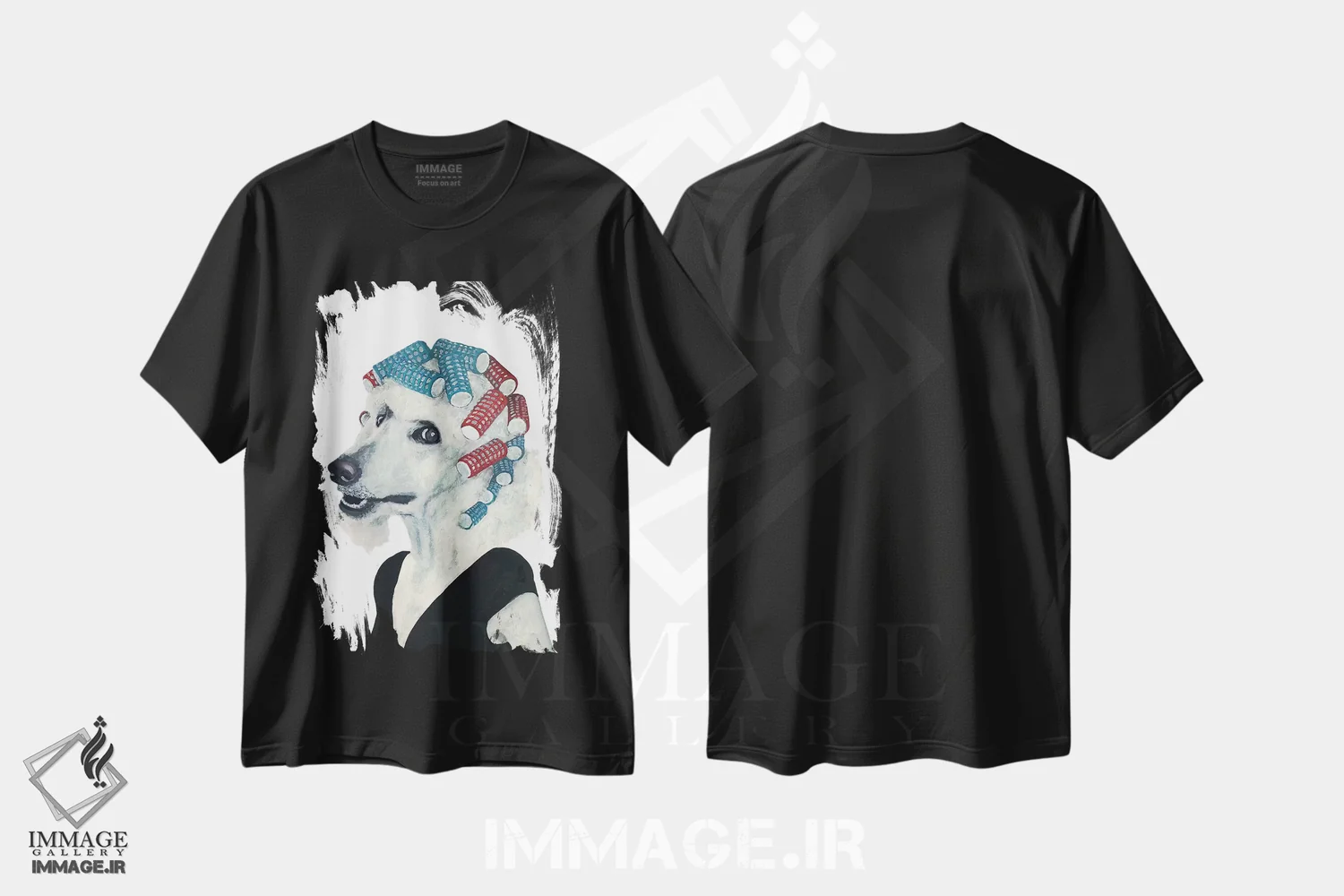 تیشرت مشکی طرح دار پودل با بیگودی مو، مدیوم اثر کوکو د پاریس | immage.ir