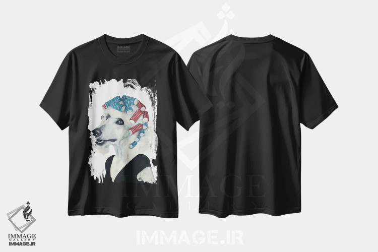 تیشرت مشکی طرح دار پودل با بیگودی مو، مدیوم اثر کوکو د پاریس | immage.ir