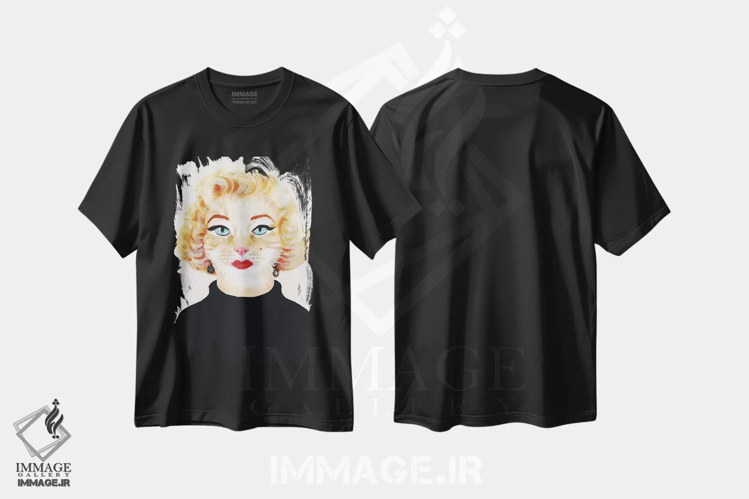 تیشرت مشکی طرح دار گربه مریلین مونرو، مدیوم اثر کوکو د پاریس | immage.ir