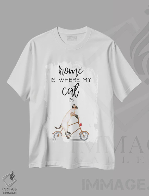 تیشرت سفید طرح دار گربه، دکور معاصر اثر کوکو د پاریس | فروشگاه ایماژ
