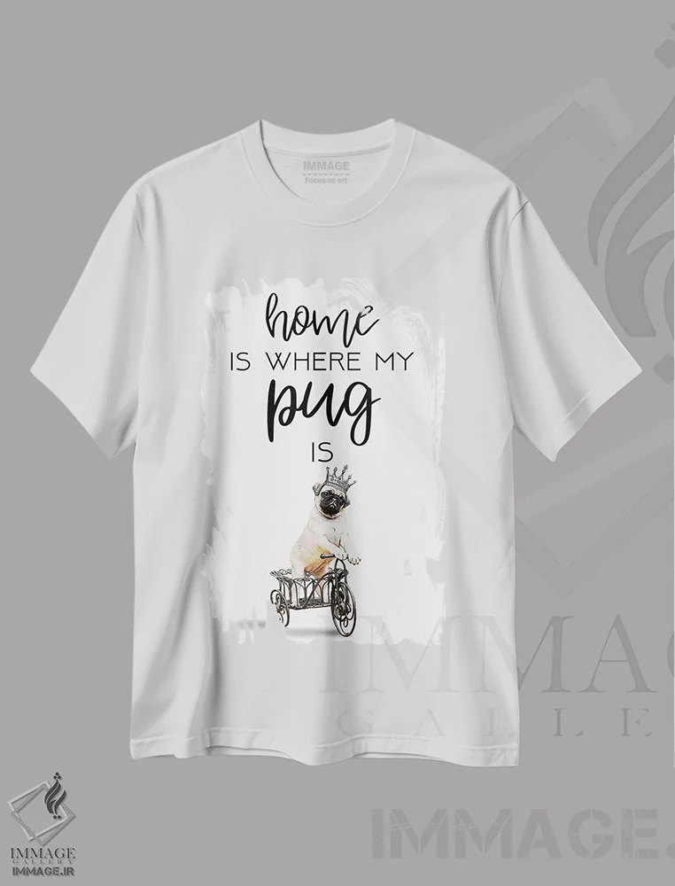 تیشرت سفید طرح دار پاگ، دکور معاصر اثر کوکو د پاریس | فروشگاه ایماژ
