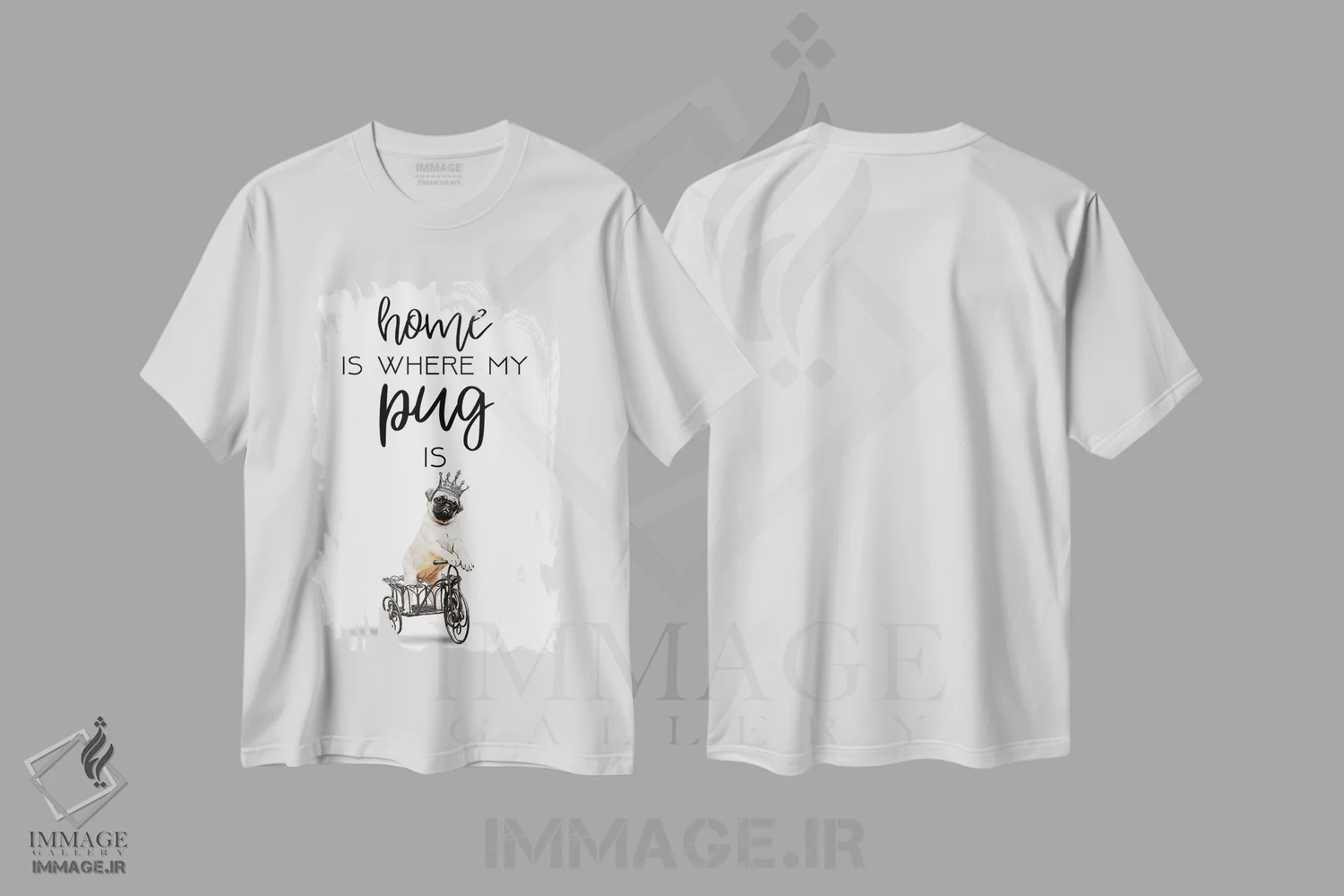 تیشرت سفید طرح دار پاگ، دکور معاصر اثر کوکو د پاریس | فروشگاه ایماژ