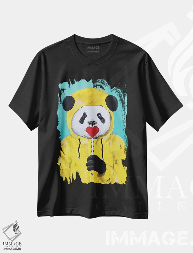 تیشرت مشکی طرح دار پاندا با آب نبات چوبی، دکور معاصر اثر کوکو د پاریس | فروشگاه ایماژ