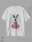تیشرت سفید طرح دار خرگوش با هویج ها، دکور معاصر اثر کوکو د پاریس | immage.ir