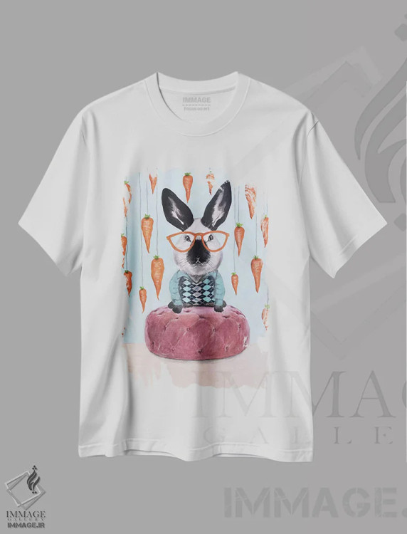 تیشرت سفید طرح دار خرگوش با هویج ها، دکور معاصر اثر کوکو د پاریس | immage.ir