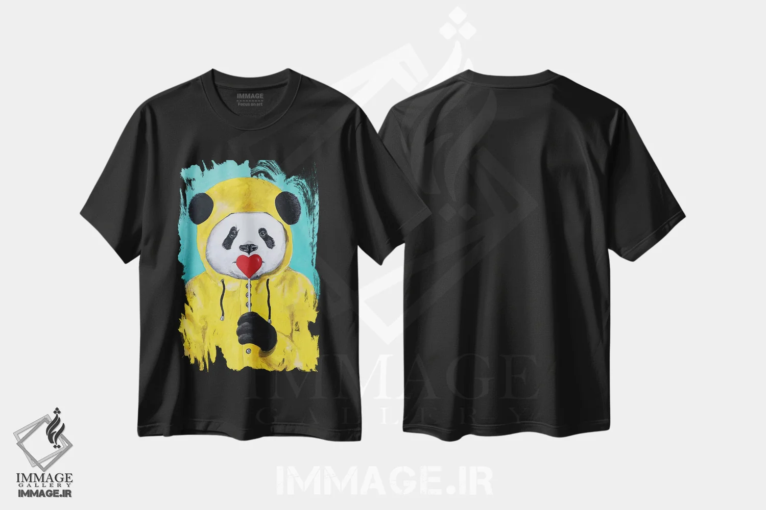 تیشرت مشکی طرح دار پاندا با آب نبات چوبی، دکور معاصر اثر کوکو د پاریس | فروشگاه ایماژ