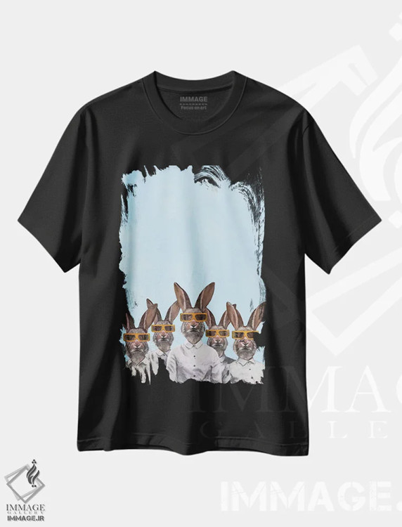 تیشرت مشکی طرح دار خرگوش ها با عینک سه بعدی، دکور معاصر اثر کوکو د پاریس | immage.ir