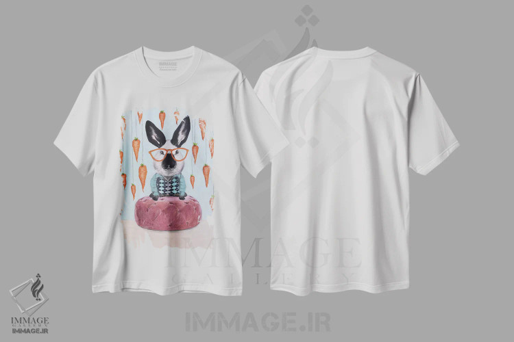 تیشرت سفید طرح دار خرگوش با هویج ها، دکور معاصر اثر کوکو د پاریس | immage.ir