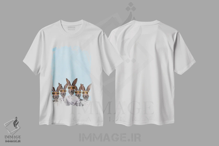 تیشرت سفید طرح دار خرگوش ها با عینک سه بعدی، دکور معاصر اثر کوکو د پاریس | فروشگاه ایماژ