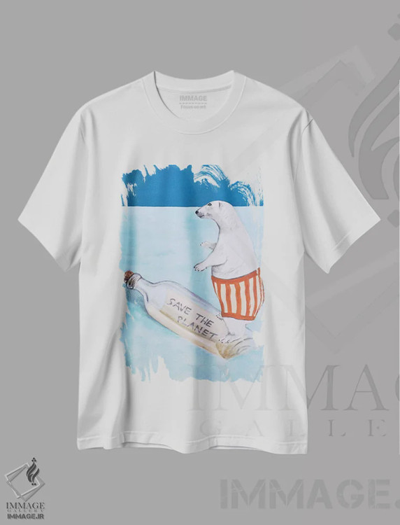 تیشرت سفید طرح دار خرس قطبی؛ سیاره را نجات بدهیم، دکور معاصر اثر کوکو د پاریس | immage.ir