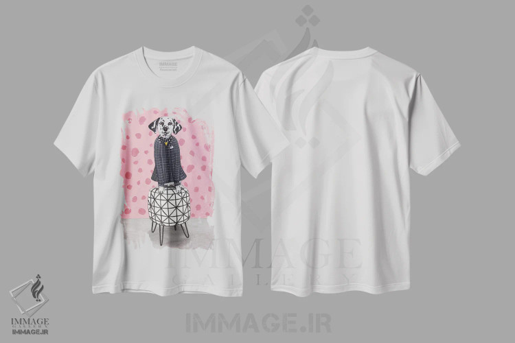 تیشرت سفید طرح دار دالماتین روی پوف، دکور معاصر اثر کوکو د پاریس | immage.ir