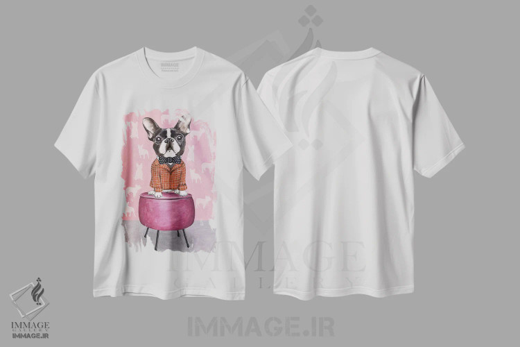 تیشرت سفید طرح دار بولداگ روی پوف، دکور معاصر اثر کوکو د پاریس | immage.ir