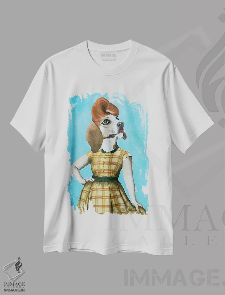 تیشرت سفید طرح دار بیگل مدل، تزئینی اثر کوکو د پاریس | immage.ir