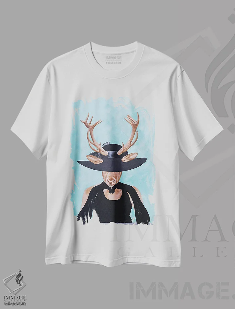 تیشرت سفید طرح دار گوزن شیک پوش، تزئینی اثر کوکو د پاریس | immage.ir