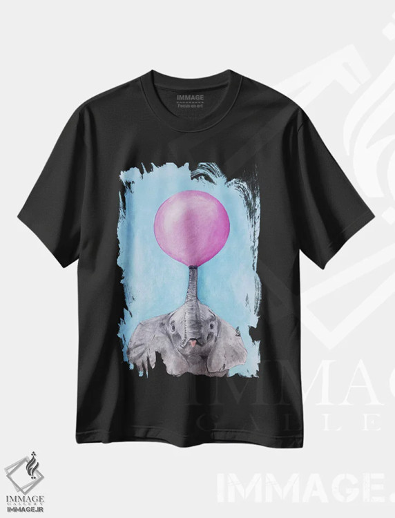 تیشرت مشکی طرح دار فیل با آدامس بادکنکی، تزئینی اثر کوکو د پاریس | immage.ir
