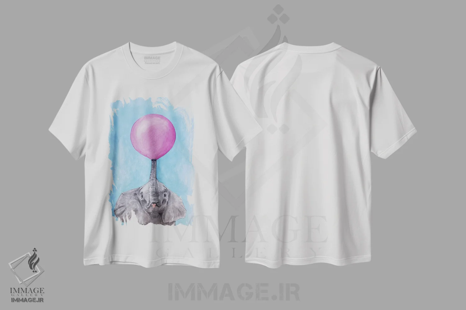 تیشرت سفید طرح دار فیل با آدامس بادکنکی، تزئینی اثر کوکو د پاریس | فروشگاه ایماژ