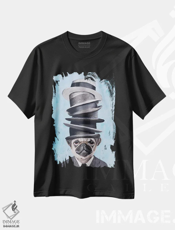 تیشرت مشکی طرح دار پاگ با چند کلاه روی هم، تزئینی اثر کوکو د پاریس | immage.ir