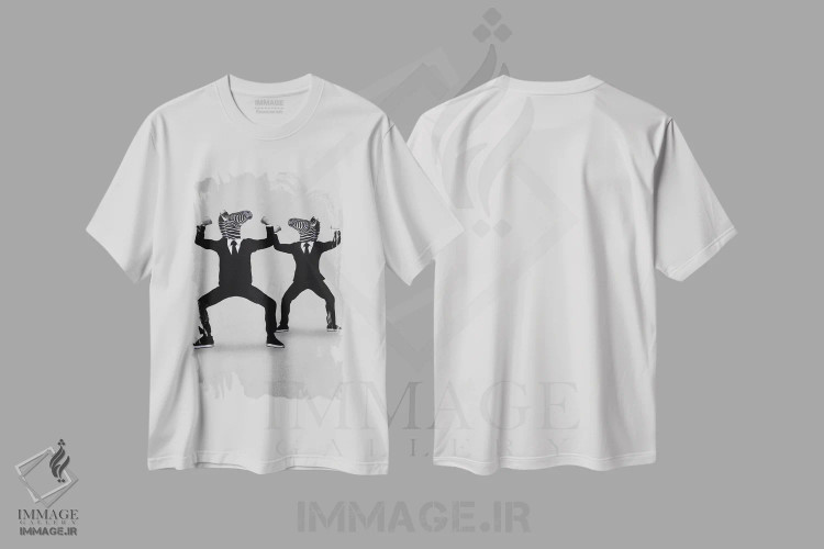 تیشرت سفید طرح دار گورخر در سبک وگ، هنر تزئینی سیاه و سفید اثر کوکو د پاریس | immage.ir
