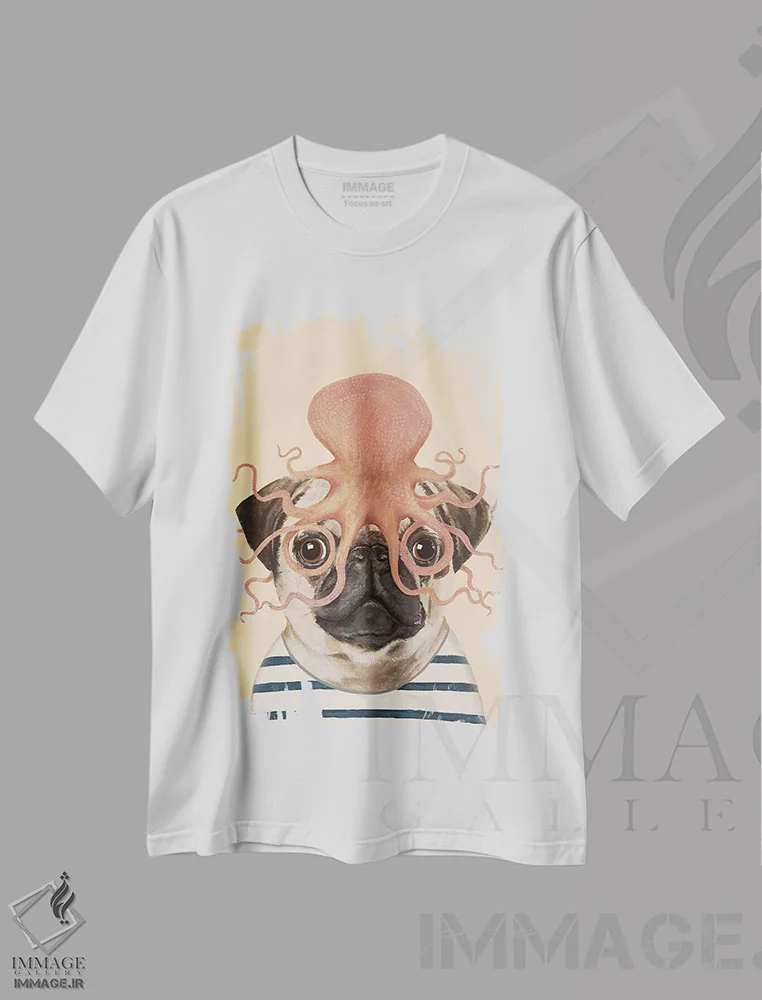 تیشرت سفید طرح دار پاگ با هشت پا، دکور معاصر اثر کوکو د پاریس | immage.ir