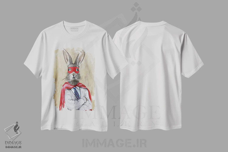 تیشرت سفید طرح دار خرگوش سوپرمن، دکور معاصر اثر کوکو د پاریس | فروشگاه ایماژ