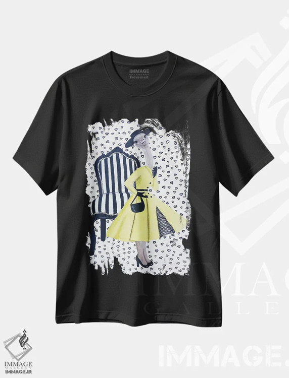 تیشرت مشکی طرح دار شترمرغ مد روز اثر کوکو د پاریس | فروشگاه ایماژ
