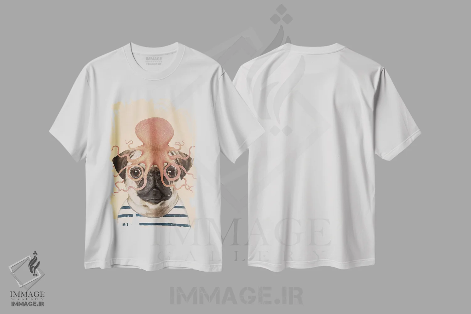 تیشرت سفید طرح دار پاگ با هشت پا، دکور معاصر اثر کوکو د پاریس | immage.ir