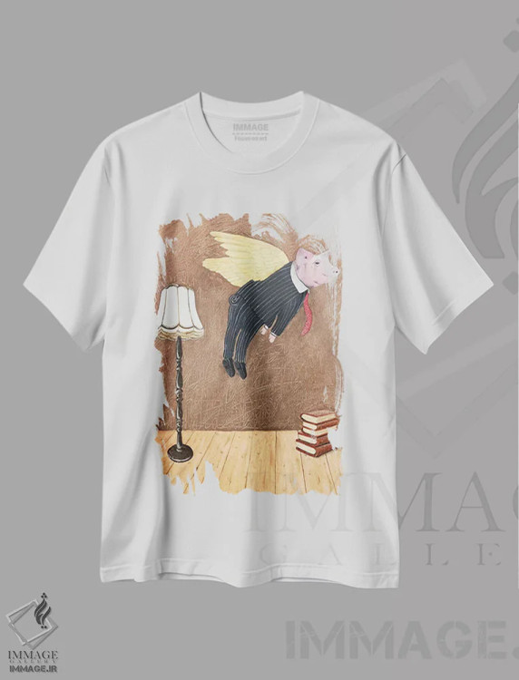 تیشرت سفید طرح دار خوک پرنده اثر کوکو د پاریس | فروشگاه ایماژ