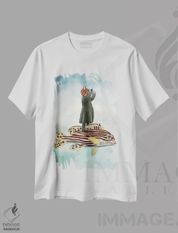تیشرت سفید طرح دار گربه ماهی اثر کوکو د پاریس | immage.ir