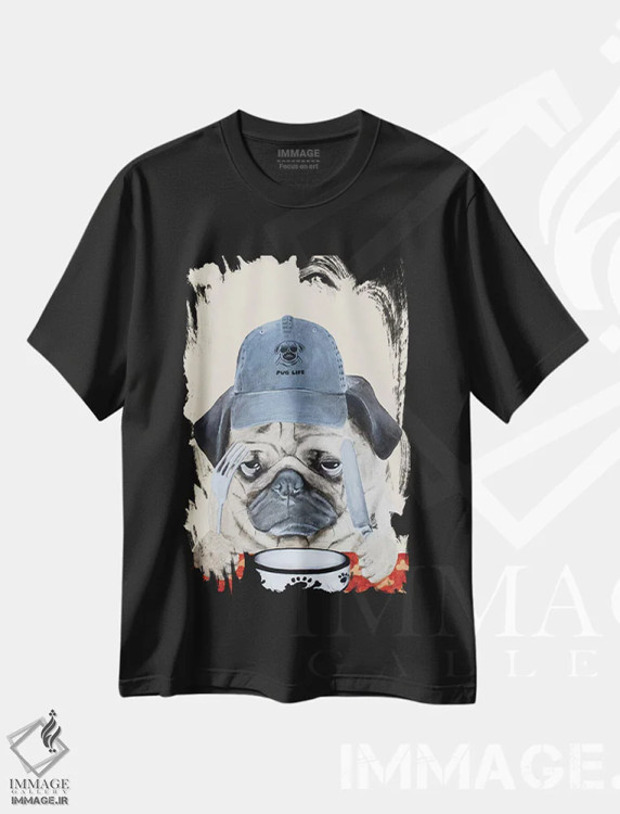 تیشرت مشکی طرح دار زندگی پاگی، تزئینی اثر کوکو د پاریس | فروشگاه ایماژ