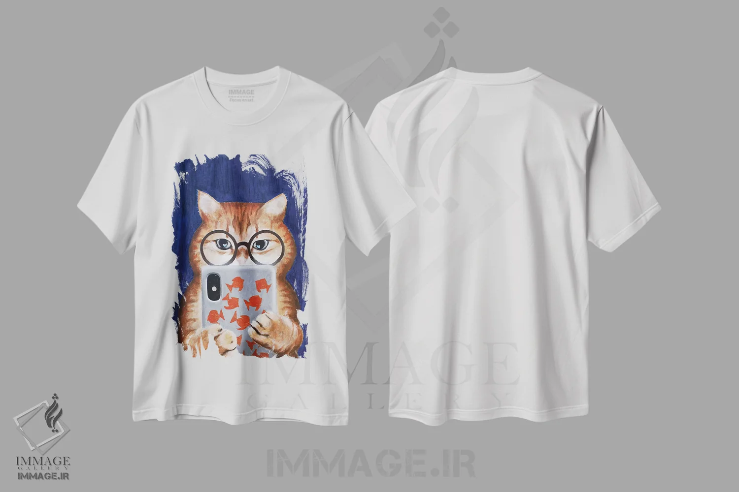 تیشرت سفید طرح دار گربه اینستاگرامی، تزئینی اثر کوکو د پاریس | فروشگاه ایماژ