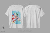 تیشرت سفید طرح دار گورخری با سر رنگین کمانی اثر کوکو د پاریس | فروشگاه ایماژ