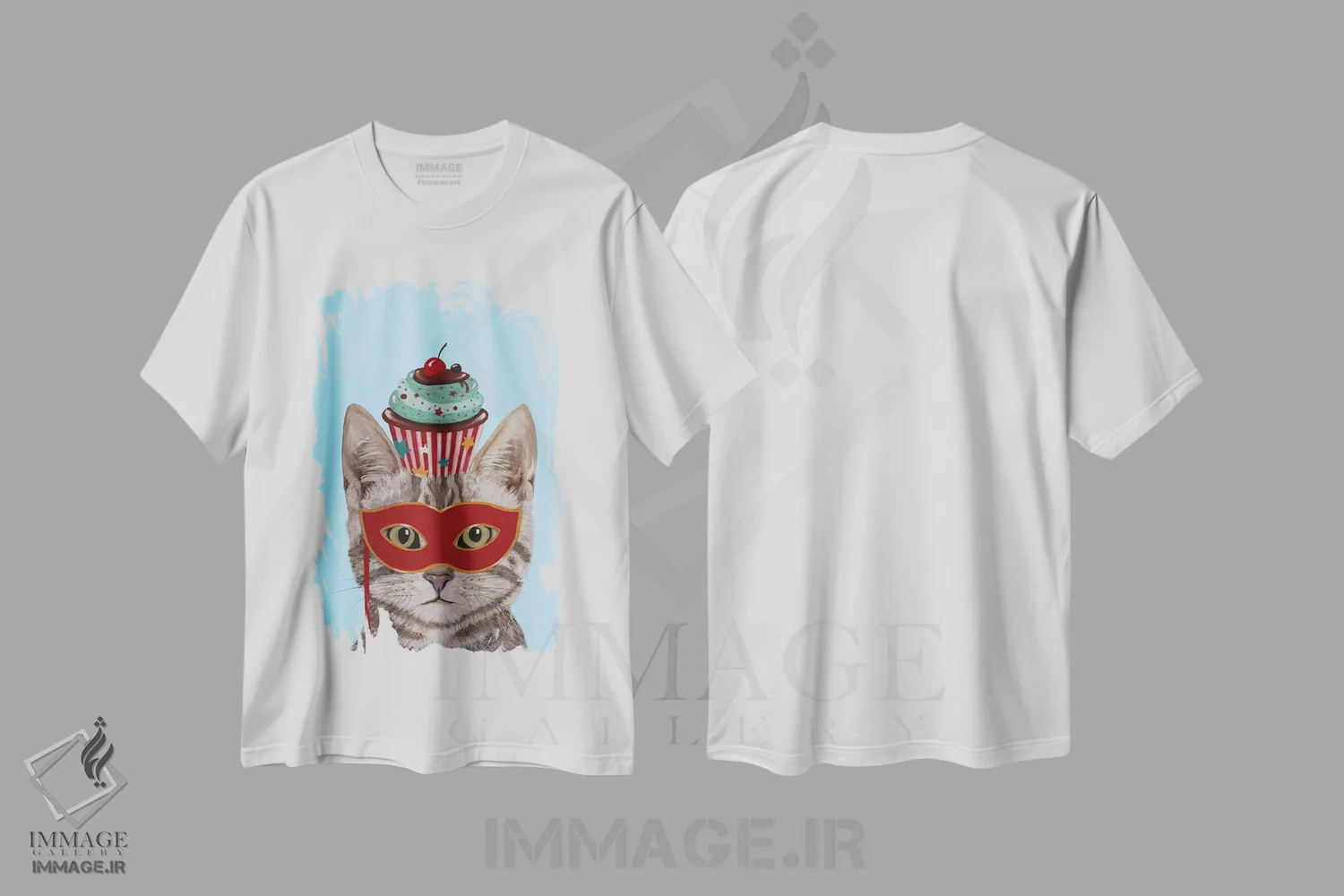تیشرت سفید طرح دار گربه با کیک کوچک اثر کوکو د پاریس | فروشگاه ایماژ