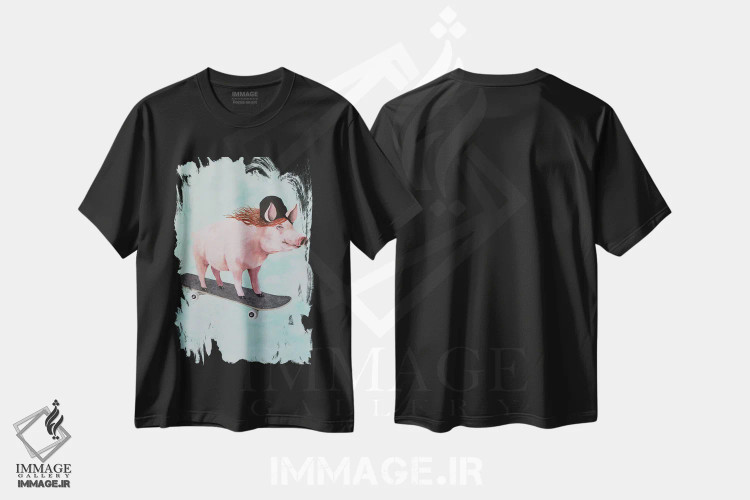 تیشرت مشکی طرح دار خوک اسکیت سوار اثر کوکو د پاریس | immage.ir