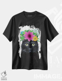 تیشرت مشکی طرح دار گربه سیاه فریدا کالو، تزئینی اثر کوکو د پاریس | immage.ir